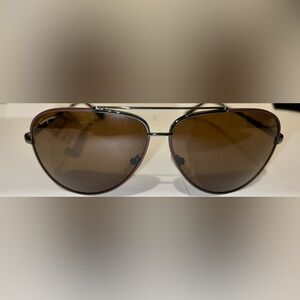 Salvatore Ferragamo Gunmetal Aviator Sunglasses with Brown Lenses SF131S